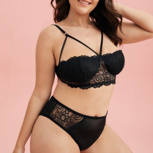 Květinový krajkový postroj 2 kusy spodní prádlo set sexy spodní prádlo sada